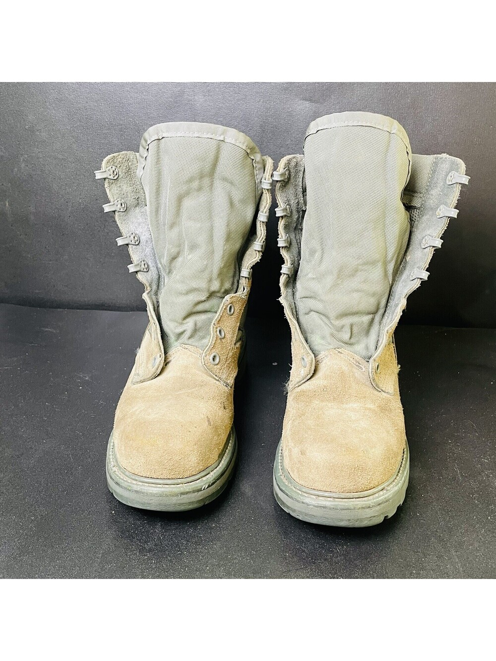 Military Steel Toe Combat Boots VIBRAM Menโs Size 5 Sage Green No Laces